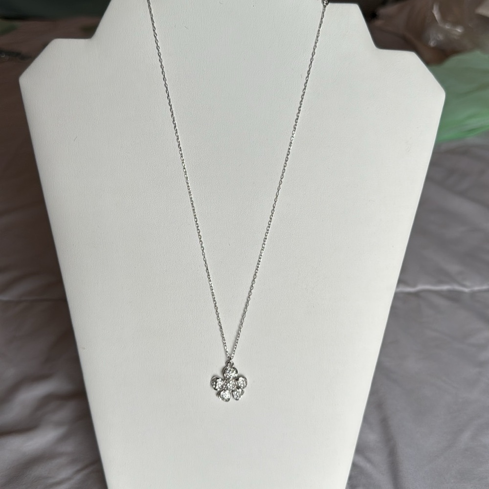 Lia Sophia Silver Flower Pendant Necklace with crystal accents.